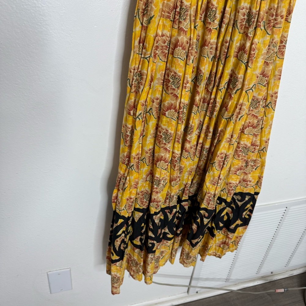 Free People Mustard Yellow Floral Maxi Dress with Black Trim - Picture 4 of 8